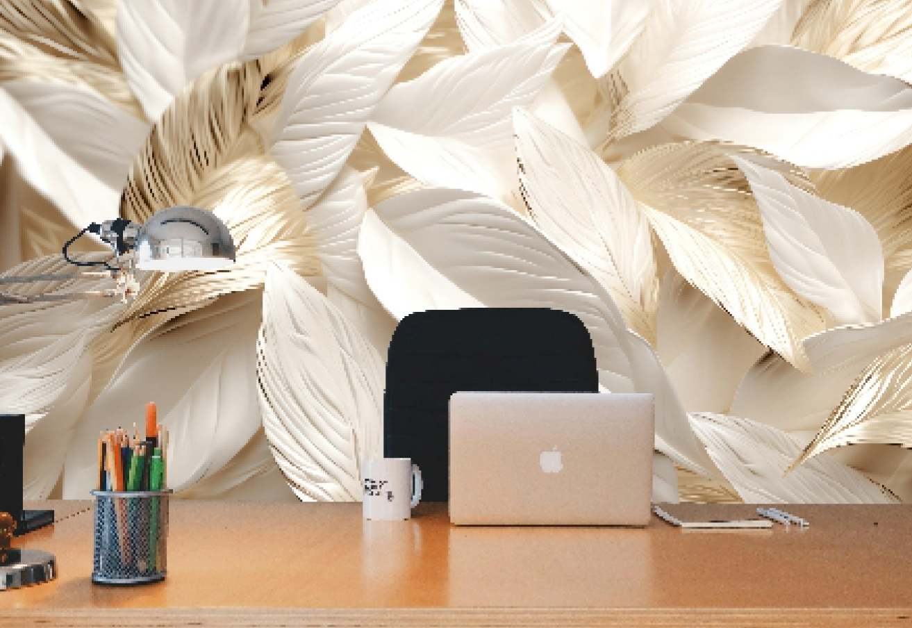 Digital Marble Design 1891 – Cream Feather Texture Panel